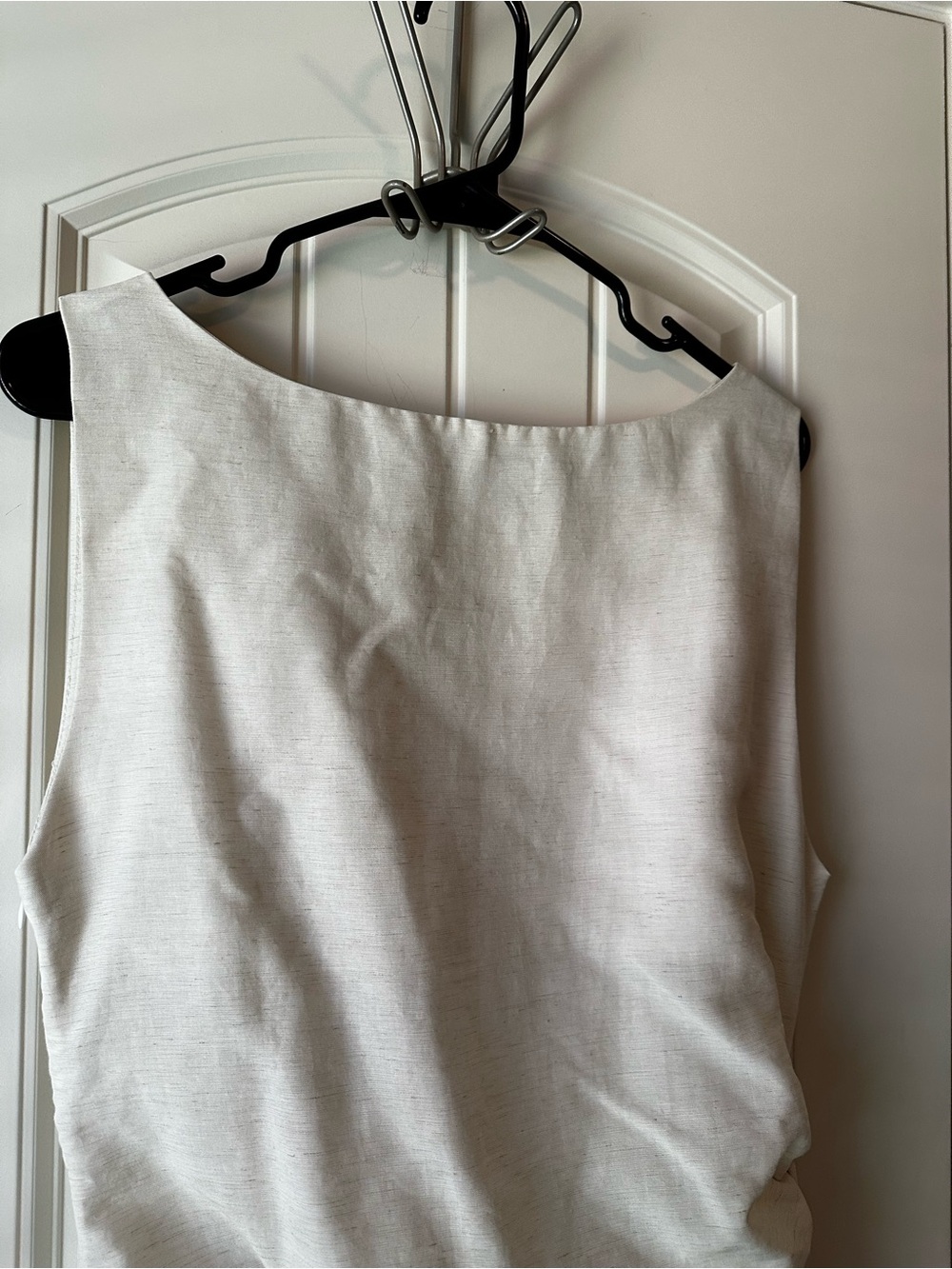 Women’s Sleeveless Boatneck Blouse in Cream - Picture 5 of 9